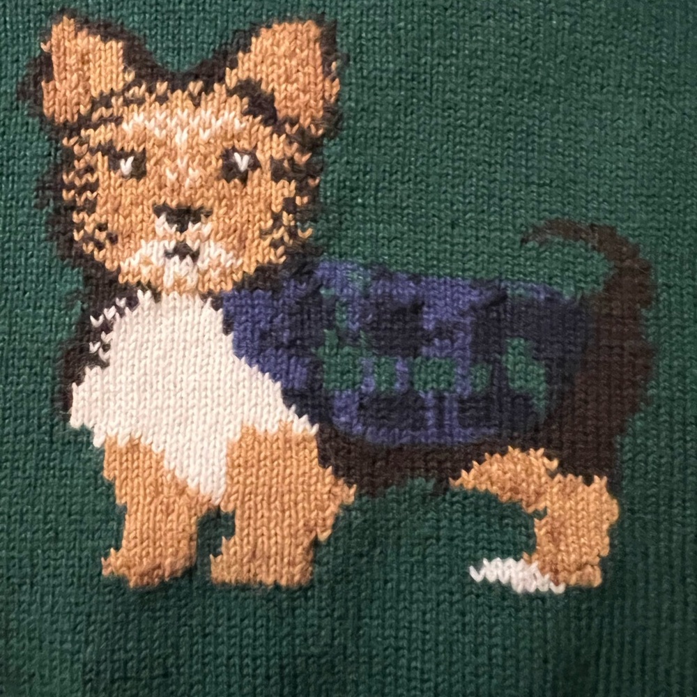 Janie and Jack Green Sweater with Corgi Motif Size 3-6 Months - Picture 6 of 6